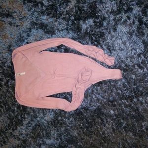 Low V neck long sleeve bodysuit